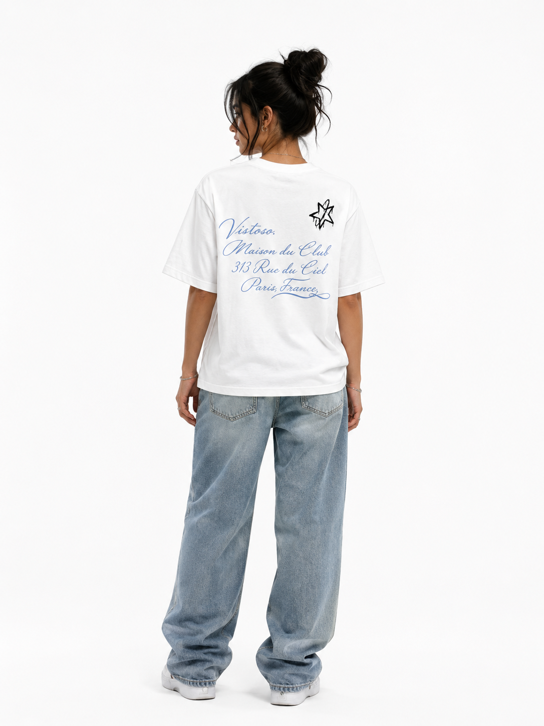 Vistoso blue script Tee